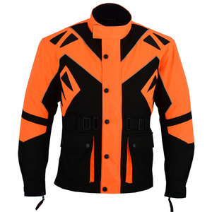 Unisex Orange Black Color Blocked Breathable <b>Motorcycle</b> <b>Jacket</b> Full Sleeve Windproof All Seasons Winter Racing Wear - Product Image 1