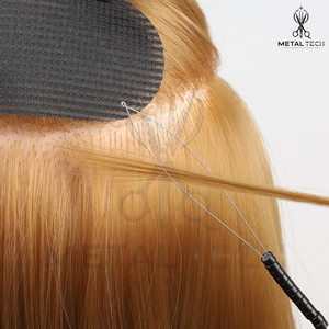Removable Wire Loop Hair Extension Looper Tool Micro Beads <b>Threader</b> Pulling Hook Handle Set Feather Extension Hairdressing - Product Image 6