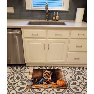 Border Terrier Fall Kitchen Mats <b>Memory</b> <b>Foam</b> Anti-Fatigue Rug Machine Washable Bath Mat Pumpkins Design Comfort Cushion Kitchen - Product Image 2