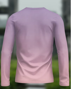 <b>Men's</b> Purple <b>Pink</b> Gradient Long Sleeve Crewneck T <b>Shirt</b> Quick Dry Knitted Casual Top - Product Image 5