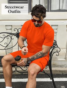 Men Athletic Short Set Crewneck <b>T</b> Shirt and Casual <b>Track</b> Shorts OEM Manufacturer - Product Image 5