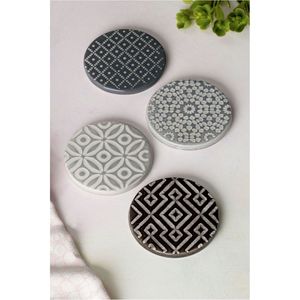 Sous-verres personnalisés imprimés en gros - Dessous de tasse ronds antidérapants écologiques résistants à la chaleur, cadeau de déménagement tendance monochrome - Product Image 2