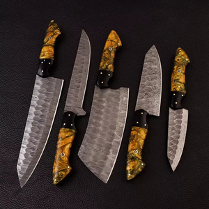 LEGACY BLADES Professional Damascus Chef <b>Knife</b> <b>Set</b> 5-Piece Resin Handle Handmade Razor <b>Sharp</b> Ambidextrous Kitchen <b>Knives</b> - Product Image 3