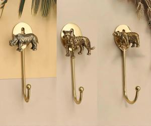 Crochets muraux artistiques en forme d'animaux, supports multifonctionnels parfaits pour les serviettes de salle de bain, l'utilisation en cuisine et la décoration moderne de la maison, en provenance d'Inde. - Product Image 1
