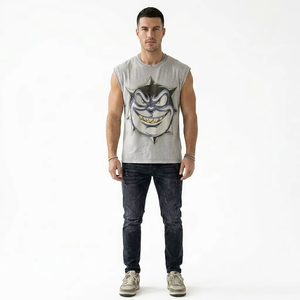 Débardeur sans manches personnalisé imprimé DTG, 100% coton jersey, tissu de qualité supérieure, streetwear décontracté unisexe, vente en gros OEM pour les chaînes - Product Image 2