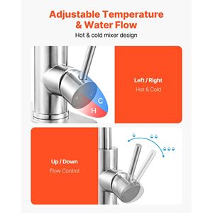 Grifo de cocina monomando de níquel cepillado con rociador extraíble para baño, RV, fregadero de bar o espacios públicos - Product Image 2
