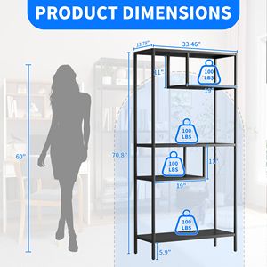 Moderno 4-scomparti Freestanding scaffale in metallo casa ufficio Organizer con scaffali per libri per soggiorno e camera da letto - Product Image 2