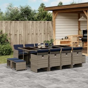 Ensemble de 12 chaises de salle à manger en polyrotin gris pour patio, ensemble de jardin pliable pour 12 personnes - Product Image 1