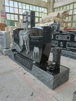 Designs modernes Tombes Personnalisé Chine Noir Granit Cimetière Sculpté Cheval Selle Pierres Tombales Pierre Tombale Mémorial Pierre Gravale