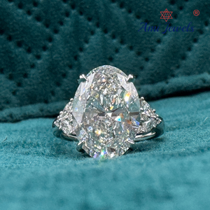 Magnifique bague en diamant ovale de 7,56 carats cultivé en laboratoire en platine PT950 pour femmes - Product Image 1