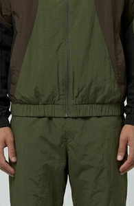 Ensemble de survêtement pour homme vert olive, manches longues, fermeture éclair, décontracté, color block, col montant, coupe-vent, pour l'automne - Product Image 5