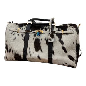 Sac de voyage unisexe en cuir de vachette à imprimé animal, grande capacité, sac de week-end, poignée souple, fermeture à fermoir, vente chaude, sac de voyage en gros - Product Image 1