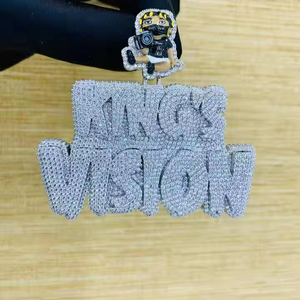 Iced Out Custom Name Letter Pendant 925 <b>Silver</b> Moissanite Letter <b>Charms</b> Luxury Hip Hop Style Pendant Pass Diamond Tester Pendant - Product Image 6