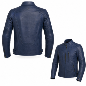 Veste de moto en cuir blindée amovible |   Noir Bleu marine Cognac |   Fabricant OEM ODM |   Qualité de conception haut de gamme |   Course automobile | - Product Image 2