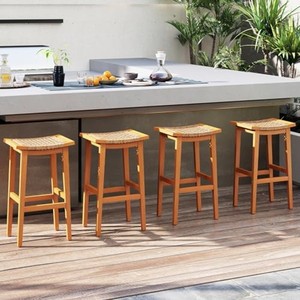 Taburete de Bar Tejido sin Respaldo con Asiento de Ratán - Muebles de Exterior Ecológicos y Duraderos para Restaurantes - Product Image 3