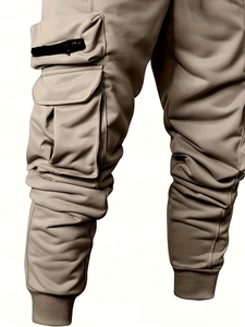 Men's Hooded Sweatshirt Set Casual Solid Color Cargo Pants 2-Piece Tracksuit Winter Wear Breathable 100% Cotton Fleece 380g - Product Image 3
