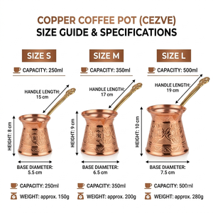 Cafetera Turca de Cobre Puro de Lujo con Grabado Arabesco Otomano, Cezve, Briki Griega para Estufa con Asa de Metal Fundido, Directo de Fábrica - Product Image 6