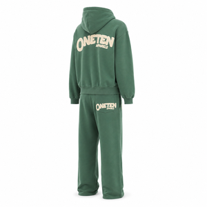 Custom Solid Acid Wash Zip-Up Hoodie and Flare Sweatpants Set Oversized <b>Tracksuit</b> OEM Logo <b>Waterproof</b> Fleece - Product Image 2