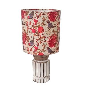 Printed <b>Bird</b> Floral <b>Lampshade</b> Wooden Base Table Lamp Decorative Bedside Light for Living Room Bedroom - Product Image 2