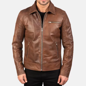 Men's Slim Fit Winter PU Leather <b>Zip</b>-<b>Up</b> <b>Jacket</b> with Stand Collar Front Logo Windproof & Breathable-Wholesale - Product Image 3