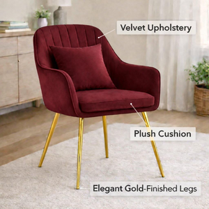 Elegant Velvet Upholstered Rocking Chair with Armrests and Metal Legs for Bedroom <b>Dining</b> Room Home Office Hotel - Product Image 2