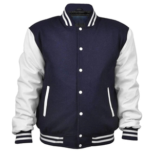 High Quality Wholesale OEM Custom Canvas Front Varsity Jacket <b>Men</b> Latest Designs Casual Winter Plus Size Embroidered Knitted - Product Image 1