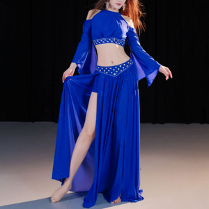 Robe de danse lyrique à manches longues pour femme, respirante, imprimée, style latin, ballroom, swing, jupe plissée irrégulière, couleur personnalisée, pour l'église - Product Image 2