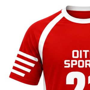 Maillot de lacrosse rouge et blanc pour hommes, chemise d'équipe professionnelle à manches courtes, uniforme de sport léger et respirant, entraînement et match W - Product Image 4