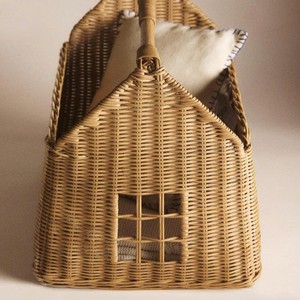 Top Selling Handcrafted Natural Rattan House-Shaped Magazine <b>Basket</b> Newspaper Holder With Handle Suitable For Living Room Decor - Product Image 2