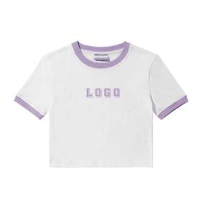 Conjunto de Top Corto y Pantalones Cortos de Verano Personalizados, Ecológicos, de Spandex/Algodón para Mujer, Camiseta Corta y Pantalones Cortos por Encima de la Rodilla para Deporte y Uso Casual - Product Image 2