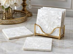 Ensemble de sous-verres classiques en nacre écologiques, porte-boissons artisanaux de qualité supérieure, décoration élégante pour table d'hôtel ou de restaurant - Product Image 1