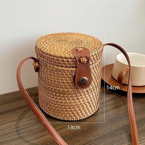 Bolso de Ratán Más Vendido con Conchas Marinas, Bolso Cubo de Ratán Tejido, Bolso de Hombro de Paja de Ganchillo Estilo Verano para Mujer de 99 Gold Data - Product Image 5