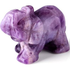 Estatua Decorativa de Elefante Adorable, Cristales Curativos de Amatista, Figuritas de Bolsillo, Decoraciones de Cristal para Rellenos de Calcetines, Gema - Product Image 1