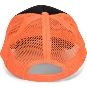 Gorra Trucker Unisex de Malla, Negra con Bloques de Color Naranja, de 6 Paneles, Ajustada, Casual, para Primavera/Verano - Product Image 5