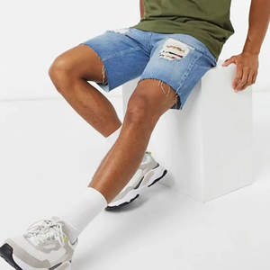 Shorts de Mezclilla Desgastados para Hombre, Cierre de Botones, Venta al Por Mayor, Shorts de Jeans Personalizados, MOQ Bajo - Product Image 1