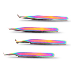 Pinzas de extensión de pestañas multicolores de acero sostenible, pinzas de pestañas hechas a mano, herramientas de injerto personalizadas bajo su propia marca - Product Image 4