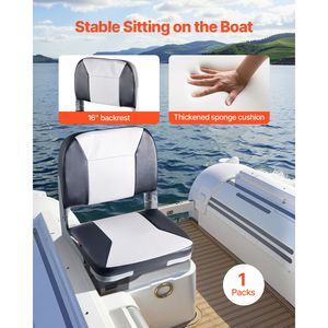 Sedile Pieghevole in Lega per Barca da Pesca con Cuscino in Spugna Ispessita, Schienale Basso, in Pelle PVC Impermeabile per Uso Marino - Product Image 4