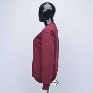 Sudadera de Cuello Redondo para Mujer, Color Granate, Manga Larga, con Signo de Interrogación Bordado, Unisex, Informal, Tejida, 100% Algodón, Corte Regular, para Todas las Temporadas - Product Image 3