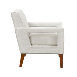 Poltrona Moderna 1 Pezzo per Soggiorno, Rivestimento in Ciniglia Beige con Molle Insacchettate, Gambe in Legno Massello, Arredamento - Product Image 4