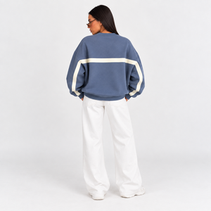 Sweat-shirt oversize tendance pour femme, col rond et épaules tombantes, coupe décontractée, manches longues - Product Image 2