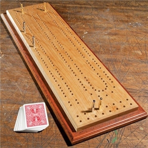 Premium Folding Wooden Cribbage Board Set Handmade Classic 3 Tracks Cribbage Game with Pegs <b>Playing</b> <b>Cards</b> Family Board Game - Product Image 1