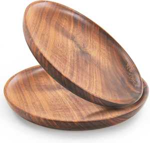 Planche de service ronde en bois d'acacia naturel, plateau de service alimentaire en bois, planche à charcuterie, plateau à fromage, assiette de dîner, cuisine - Product Image 1