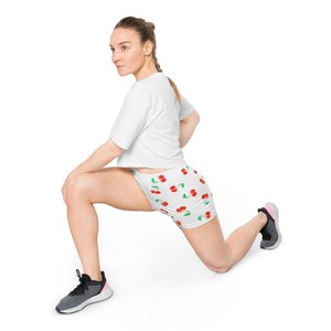 Shorts de Mujer con Estampado de Cerezas, Cintura Media, Cierre Elástico, Estilo Casual, Tejido de Algodón Transpirable, Corte Regular - Product Image 5