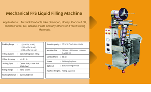 Máquina Llenadora de Líquidos Automática Mecánica 2000PPH para Líquidos Viscosos, Bebidas, Jugos, Gel, Aceite, Jabón Líquido, Champú en Bolsas de Plástico PET de 100ml - Product Image 2