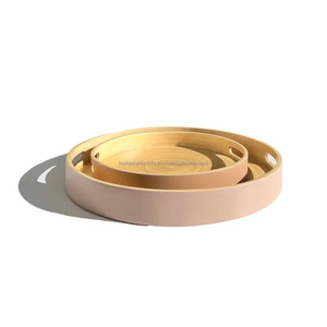 Plateau rond en bambou filé, prix de gros, écologique, plateau de service pour hôtel et complexe hôtelier, léger et durable - Product Image 4