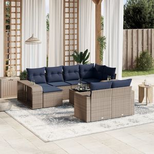 Set di divani da giardino in polyrattan grigio da 11 pezzi con cuscini per mobili da giardino - Product Image 1