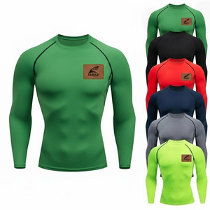 OEM Service Custom Logo Long Sleeve Gym Compression <b>Shirt</b> 100% Cotton Solid Pattern - Product Image 3