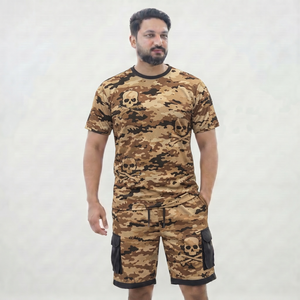 Conjunto Deportivo para Hombre con Estampado Geométrico, Camiseta de Cuello Redondo, Secado Rápido, Ropa de Verano Personalizada - Product Image 3