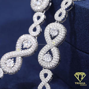 Silver Tone Linked Loop <b>Necklace</b> With Bright Stone Details <b>Mens</b> Luxury Fashion Jewelry <b>For</b> Wholesale Retail Importers - Product Image 4