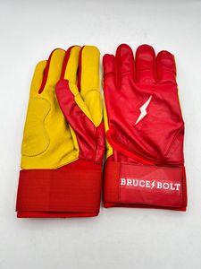 Bruce Bolt Red Leather Rubber Batting <b>Glove</b> Ambidextrous Snap Closure Unisex Adult XL Training - Product Image 3